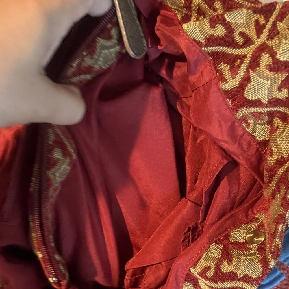 a.n.a Red and Gold Patterned Hobo Bag